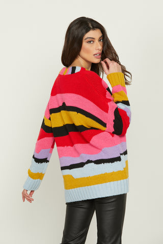 Cardigan TADEA manica lunga over multicolor