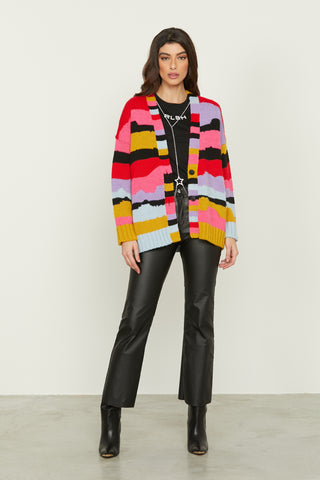 Cardigan TADEA manica lunga over multicolor