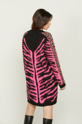 Cardigan INDIAN manica lunga jacquard animalier