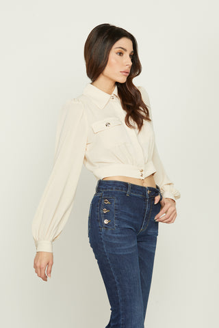 CYRENE long sleeve shirt with pockets and elasticated back