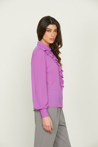 Camicia ESTER manica lunga con rouches