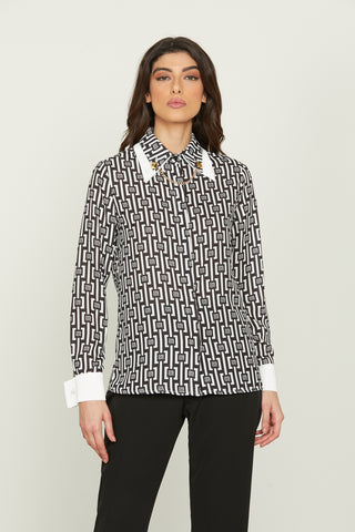 KULA long sleeve shirt with double collar plus cufflinks and logo print