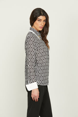 KULA long sleeve shirt with double collar plus cufflinks and logo print