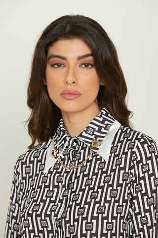 KULA long sleeve shirt with double collar plus cufflinks and logo print