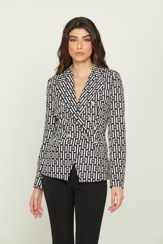 BELSA double-breasted long-sleeved jacket with flaps and logo print