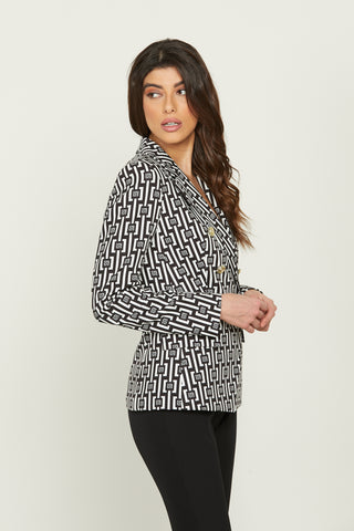 BELSA double-breasted long-sleeved jacket with flaps and logo print