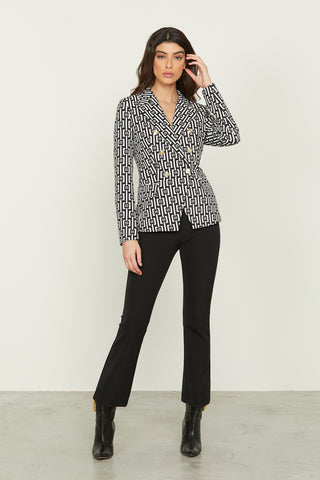 BELSA double-breasted long-sleeved jacket with flaps and logo print