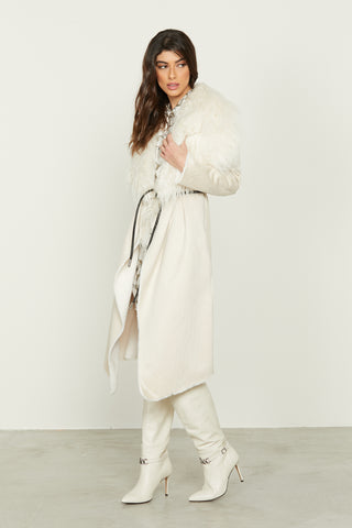 MONTAIN eco sheepskin long sleeve with asymmetrical belt