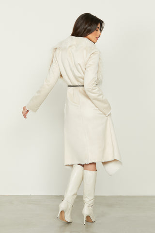 MONTAIN eco sheepskin long sleeve with asymmetrical belt