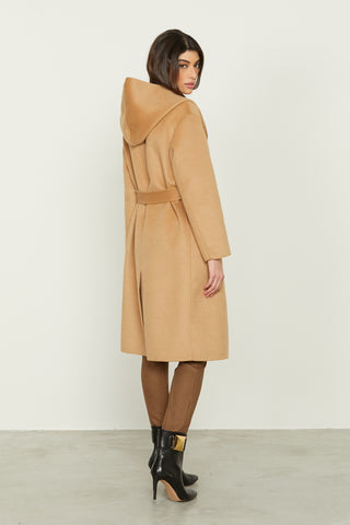 CONAN long sleeve double breasted coat with pockets plus flaps and unlined hood