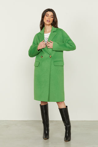 CAMILLA long sleeve double breasted coat with pockets plus unlined flaps