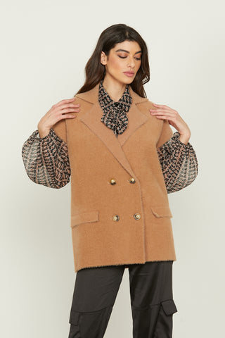 Cappotto gilet REBBY mezza manica aletta doppio petto con patte filato pelliccetta