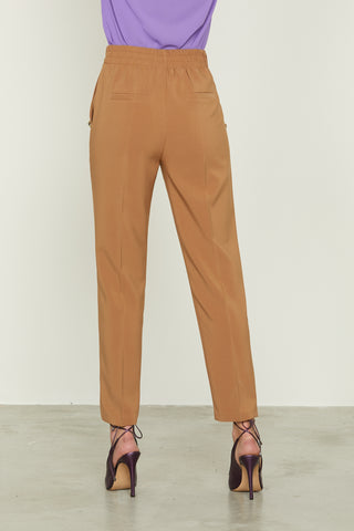 PUENSUM high-waisted trousers with elastic plus French pockets plus piping plus buttons