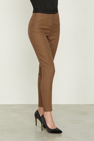FURLOV high-waisted trousers with contrasting micro houndstooth strap
