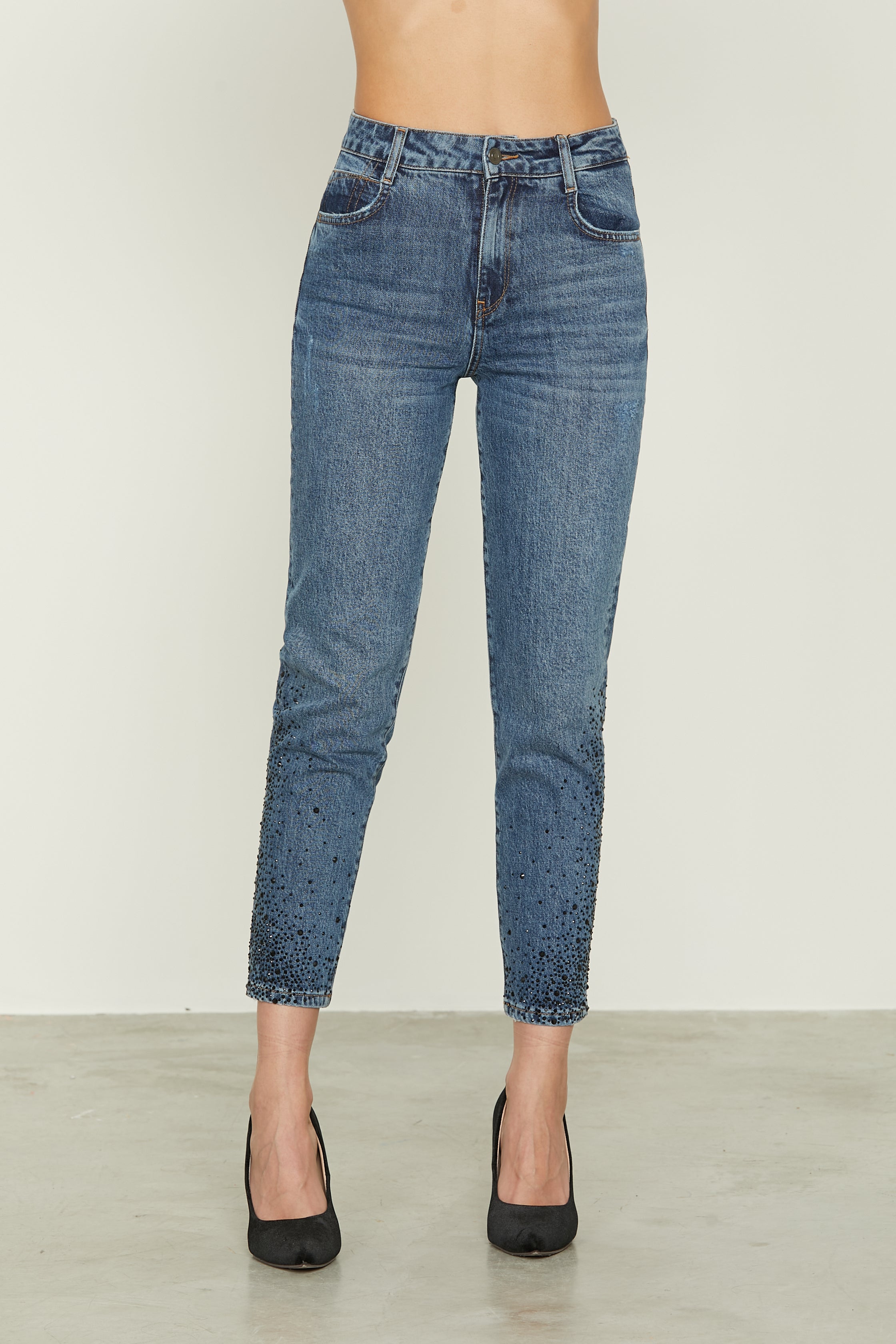 PELUCHE DONNA PLATINO TESCHIO STRASS STIVALI DENIM TAGLIO JEANS - Foto 12