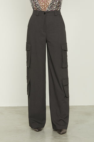 JUBOX high-waisted palazzo trousers with large pockets and elasticated waist