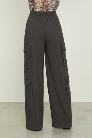 JUBOX high-waisted palazzo trousers with large pockets and elasticated waist