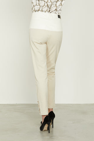 BALMI trousers_High-waisted 5ts with eco-leather bustier and bottom with buttons