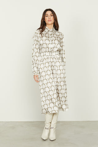 DANBEY midi long sleeve balloon dress with collar plus buttons plus f.puma flaps with logo