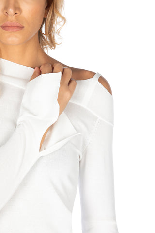 WHITERS long-sleeved yarn sweater with boat neckline and wide sleeve hem 