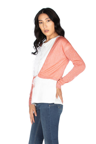 Cardigan corto manica lunga con arricci più coulisse lurex, Relish Fashion Moda, Primavera Estate 2020, abbigliamento donna