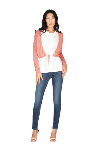 Cardigan corto manica lunga con arricci più coulisse lurex, Relish Fashion Moda, Primavera Estate 2020, abbigliamento donna