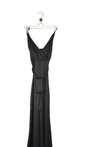 NEVERMAI sleeveless jumpsuit with crossover neckline and palazzo belt