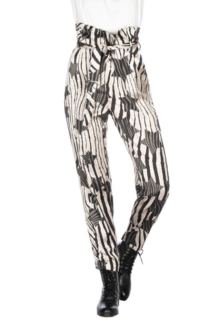 Panta paper bag con cintura più tasche fantasia animalier stelle, Relish High Fashion moda, Primavera Estate 2020, abbigliamento donna