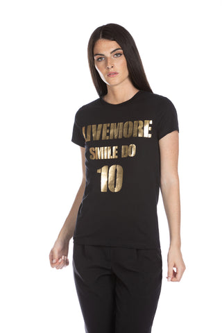 RANTEM half-sleeve t-shirt with gold print