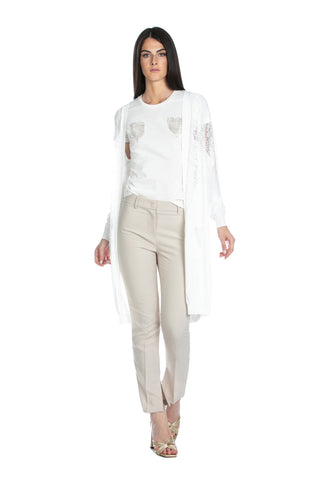 Cardigan POTOSI lungo manica lunga con pizzo più frange più tasche