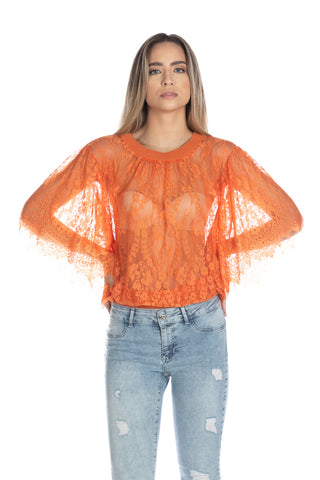 Maglia MOMHILL mezza manica pipistrello pizzo più bordi costina