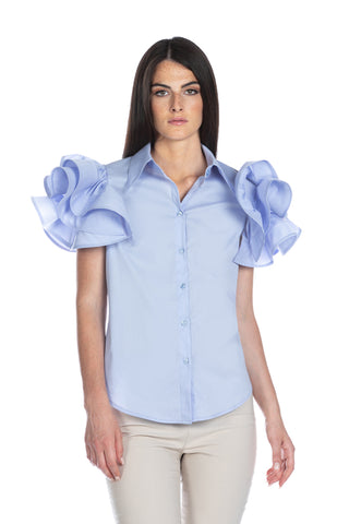 PUCHA half-sleeved shirt with poplin ruffle