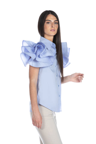 PUCHA half-sleeved shirt with poplin ruffle