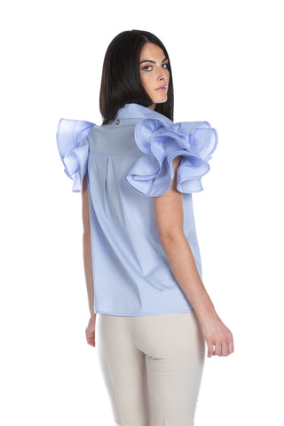 PUCHA half-sleeved shirt with poplin ruffle