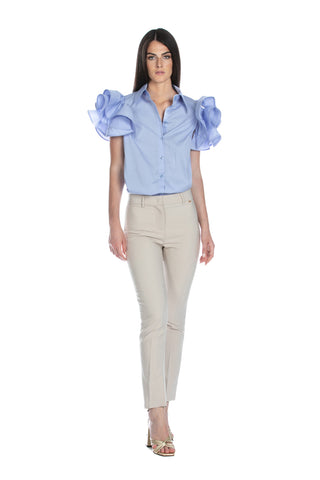 PUCHA half-sleeved shirt with poplin ruffle