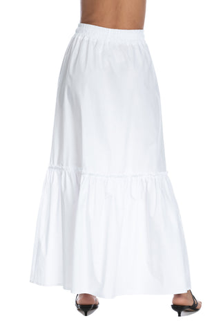 Long MERCES skirt with drawstring waist and flounce