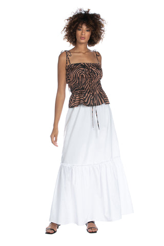 Long MERCES skirt with drawstring waist and flounce