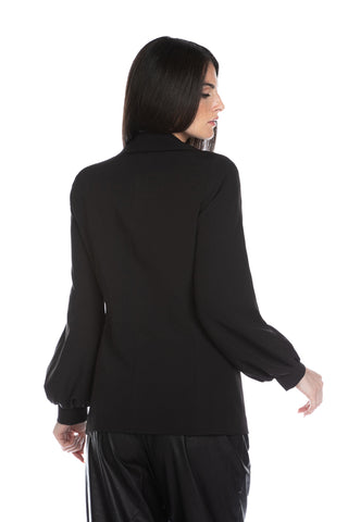 SANGAY long balloon sleeve jacket with welt pockets and gold button