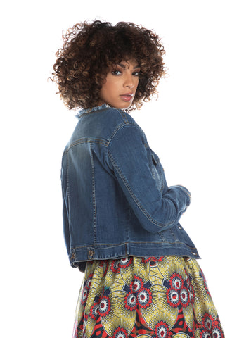 METYUI short, long-sleeved fringed jacket