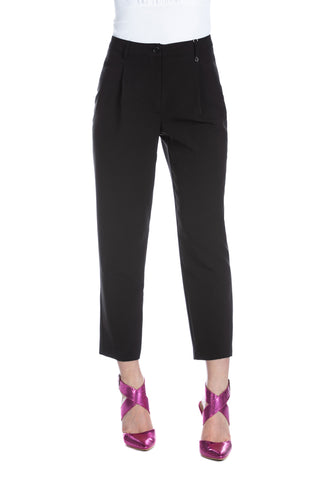 Pantalone CERTYO_BLACK vita alta con pinces più tasche filetto