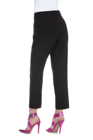 Pantalone CERTYO_BLACK vita alta con pinces più tasche filetto