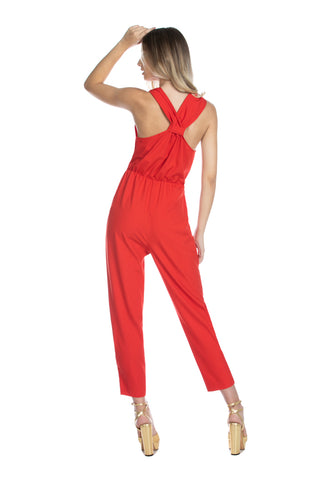 Jumpsuit HUGGINGS lunga senza maniche doppio scollo v con arriccio vita