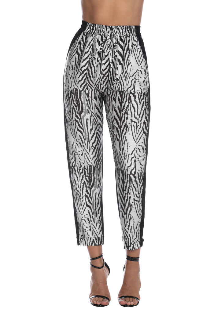 RELISH | GIACIER trousers with drawstring and patterned turn-up – Relish