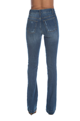 FRIDAE high-waisted 5-pocket jeans with denim micro tears