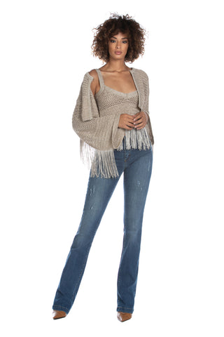 FRIDAE high-waisted 5-pocket jeans with denim micro tears