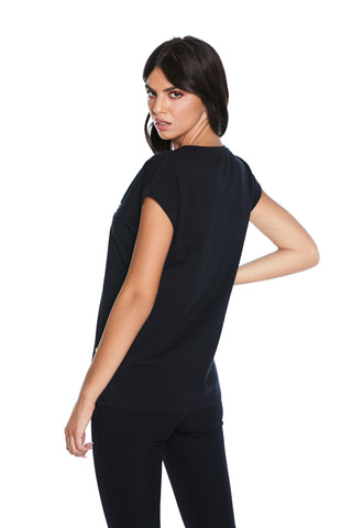 Half sleeve NYUROF T-Shirt with offline print and studs 