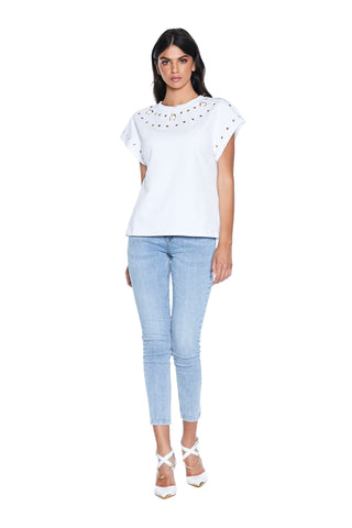 INNAMORS half-sleeved sweatshirt with rings and piercings 