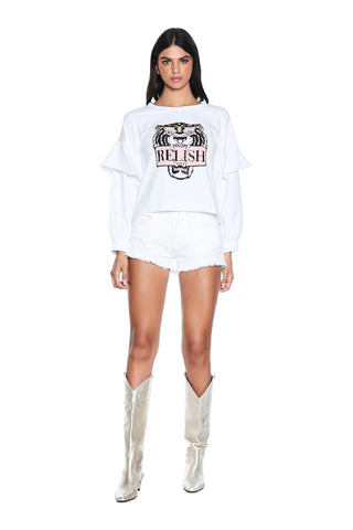 FRANTELS long-sleeved sweatshirt with tiger print and applications 