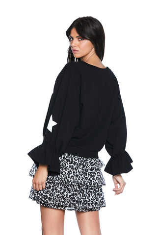 FARTEX short sweatshirt M.7/8 wide with curl plus ruffles with print plus glitter 