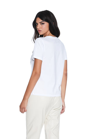 AIMER half-sleeve T-shirt with studs and diamonds application